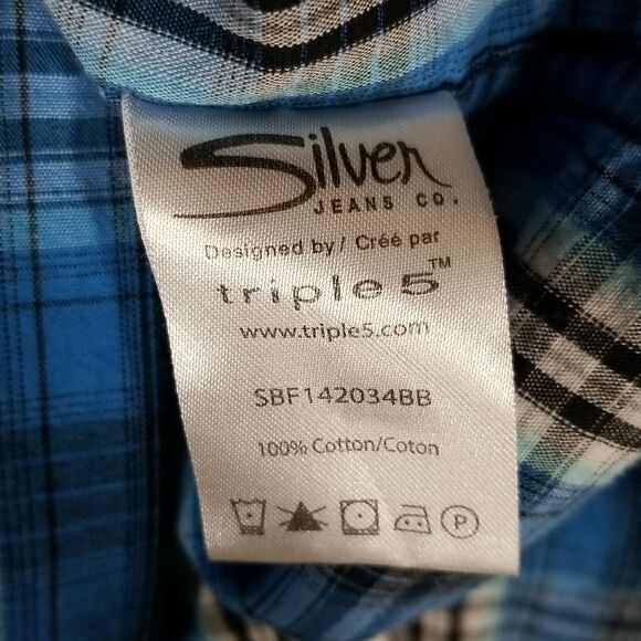 Silver Jeans Button Up Boys Youth Long Sleeve Shirt Extra Large 100% Cotton - Picture 11 of 11